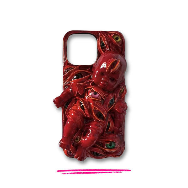 Gothic Horror Baby & Eyes 3D — Handmade Dark Surrealist iPhone Case