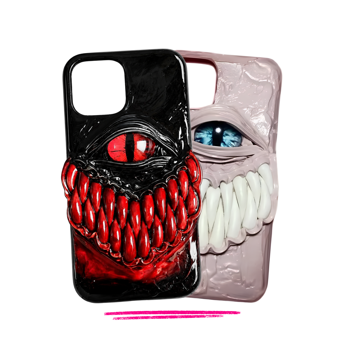 Dragon Eye & Fang 3D — Handmade Gothic Black & Red Monster iPhone Case