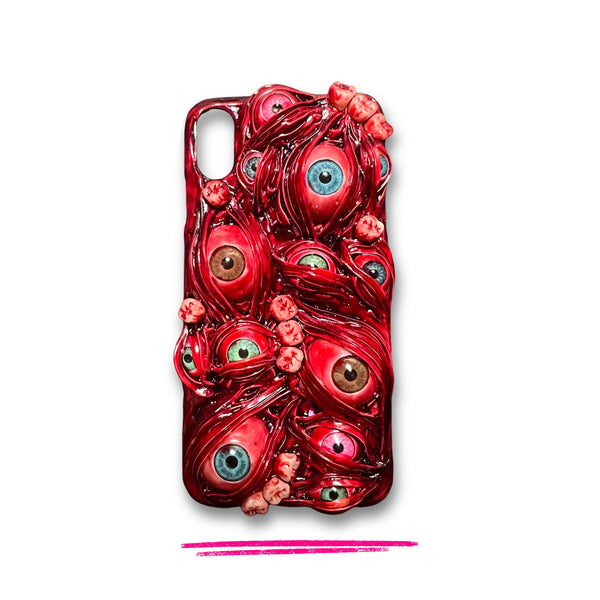 3D Horror Eye & Teeth iPhone Case — Handmade Gothic Red Monster iPhone Cover