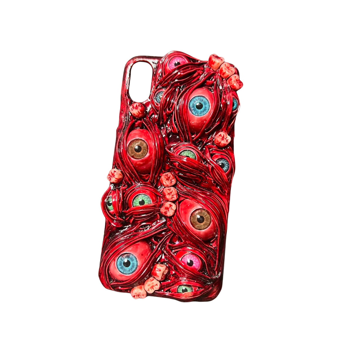3D Horror Eye & Teeth iPhone Case — Handmade Gothic Red Monster iPhone Cover