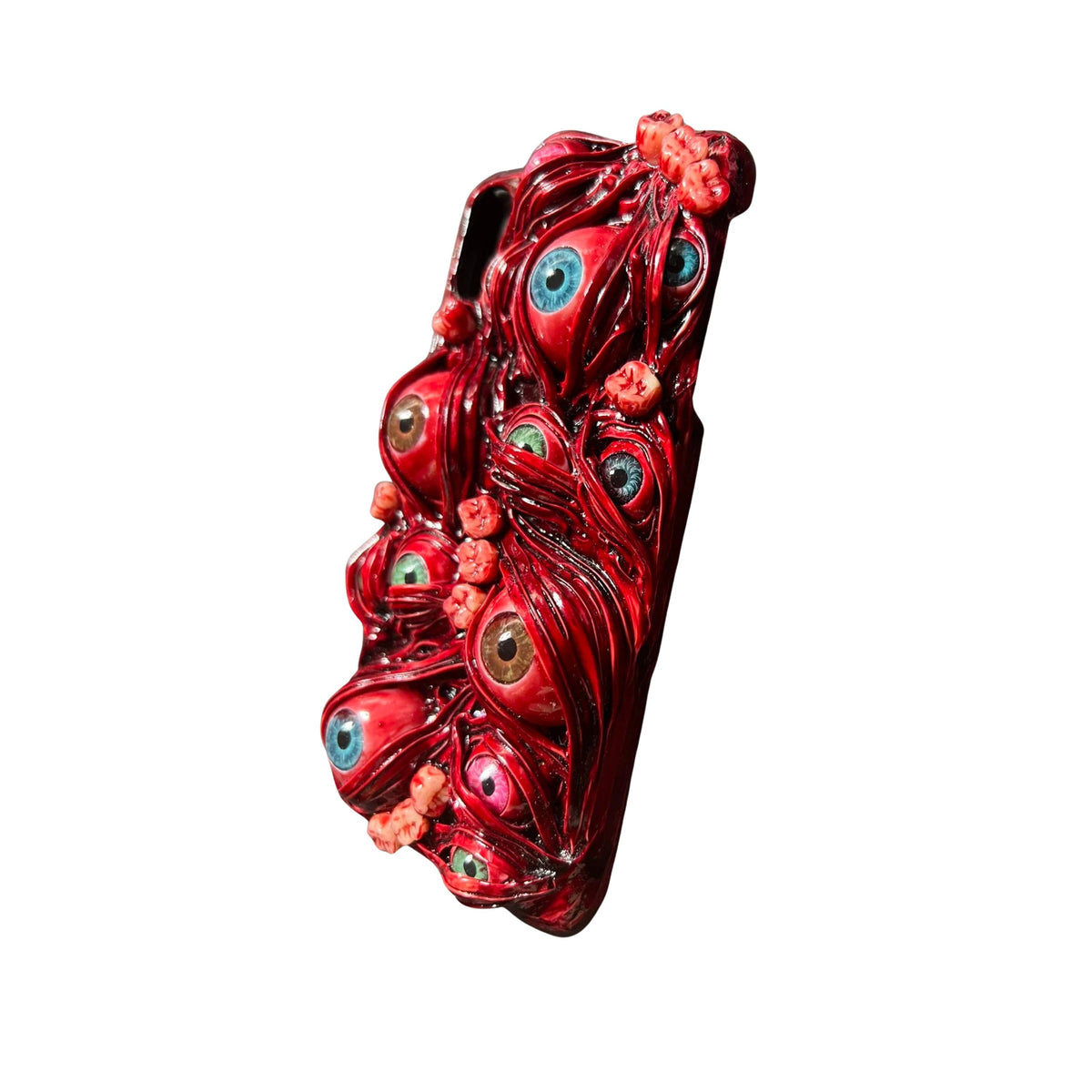 3D Horror Eye & Teeth iPhone Case — Handmade Gothic Red Monster iPhone Cover