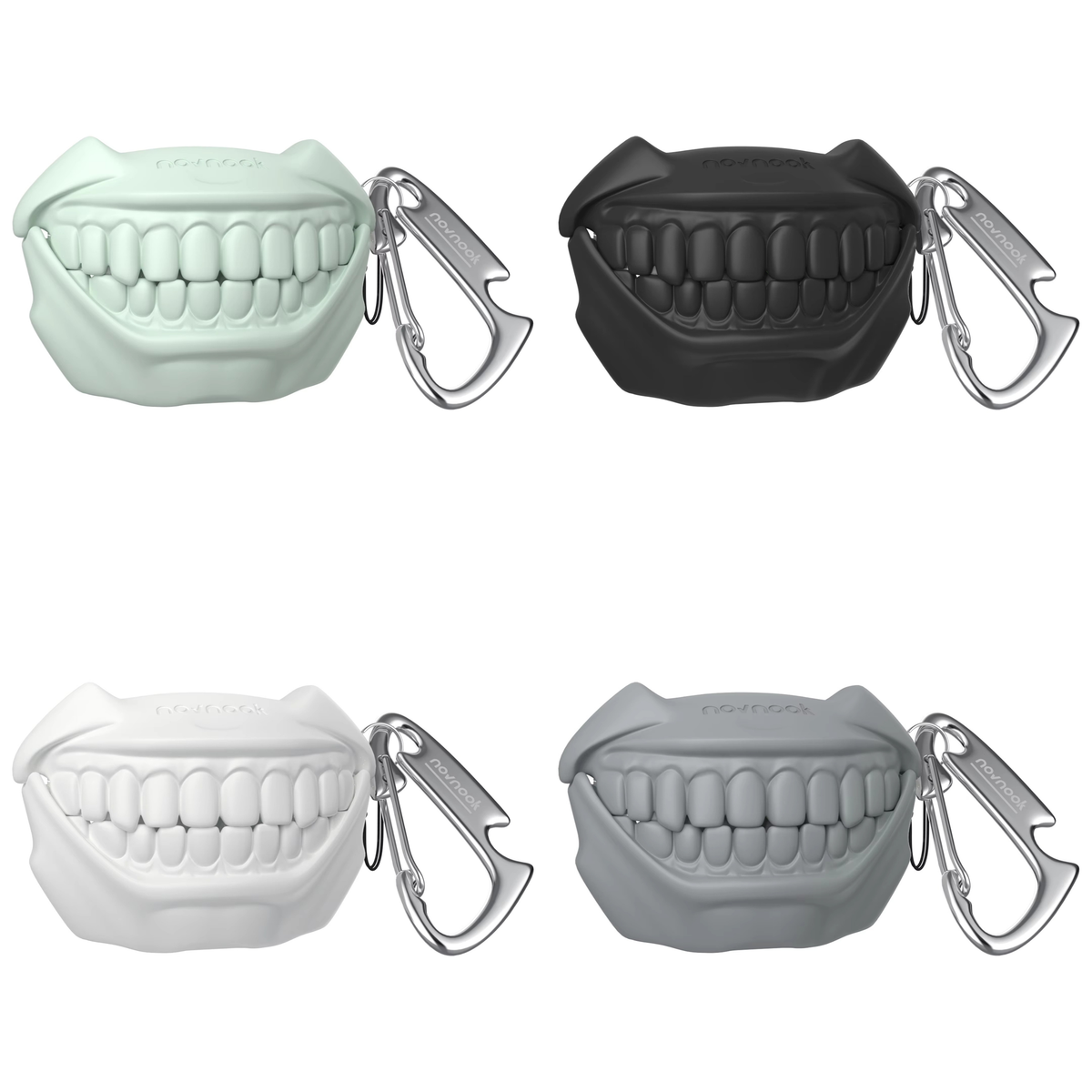 Funny Teeth AirPods Pro 2 Case — Silicone Mouth Cover with Carabiner Keychain